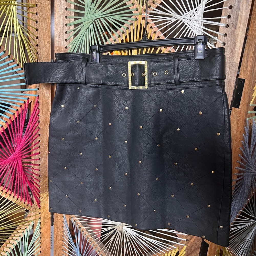 ASOS Leather look studded mini skirt with belt